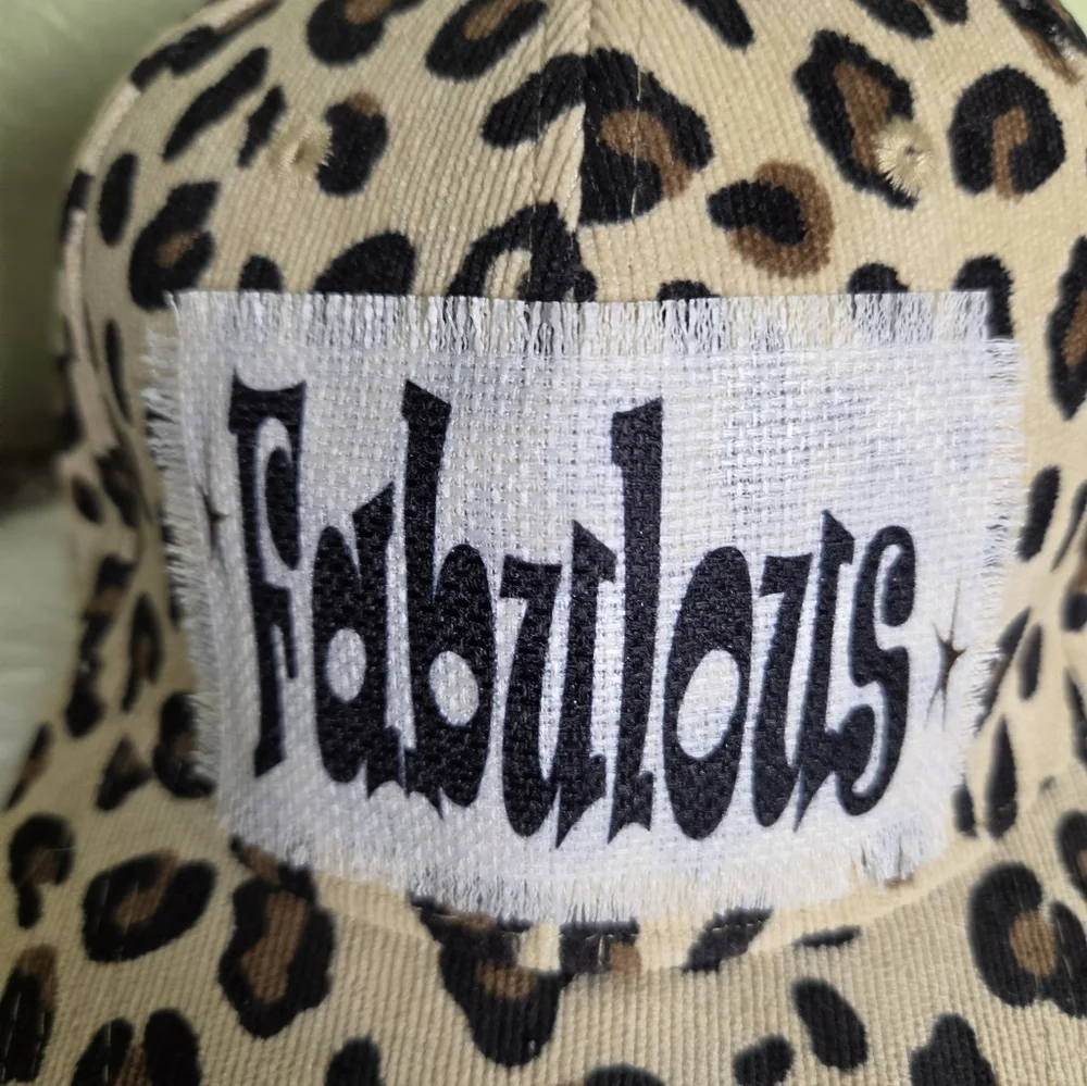 Leopard Print Ladies Adjustable Ponytail Cap with 'Fabulous' Front Patch, NWOT - Picture 5 of 9